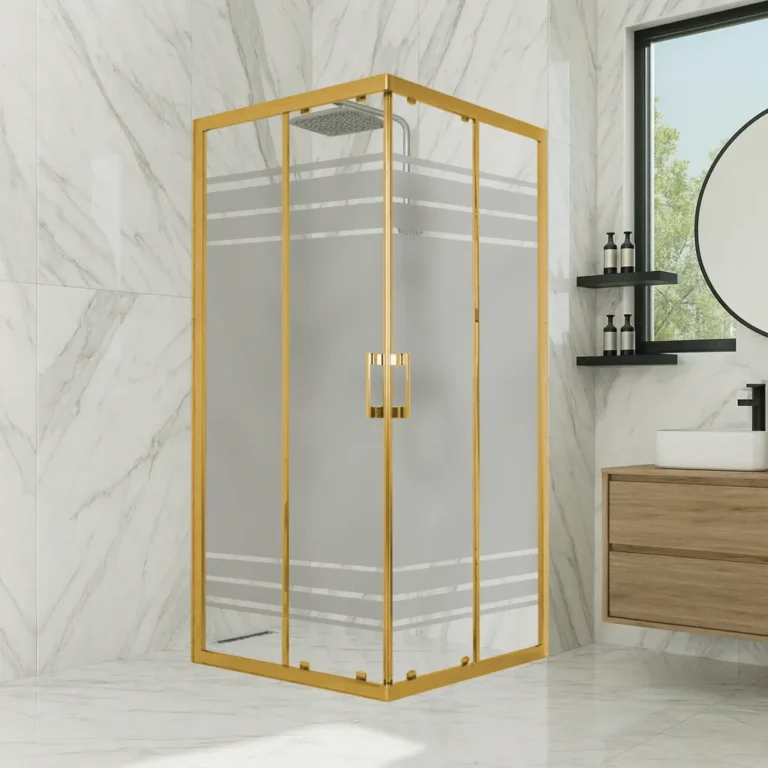 Ürünler lunar altın gold profil kare desenli cam duşakabin