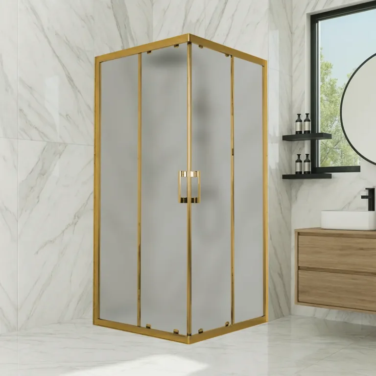 Ürünler lunar altın gold profil kare kumlu cam duşakabin